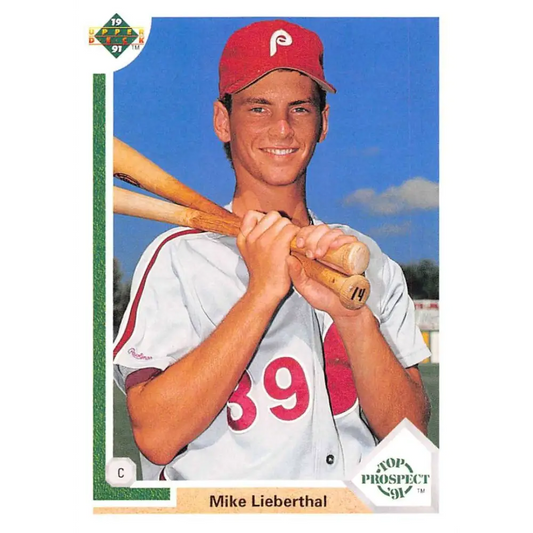 1991 Upper Deck #67 Mike Lieberthal EX Excellent RC Rookie Philadelphia Phillies Baseball Card  Image 1