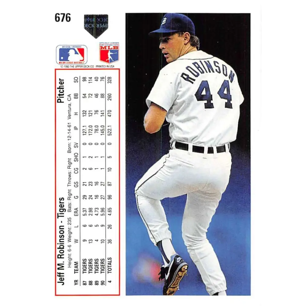 1991 Upper Deck #676 Jeff Robinson NM-MT Detroit Tigers Baseball Card Image 2