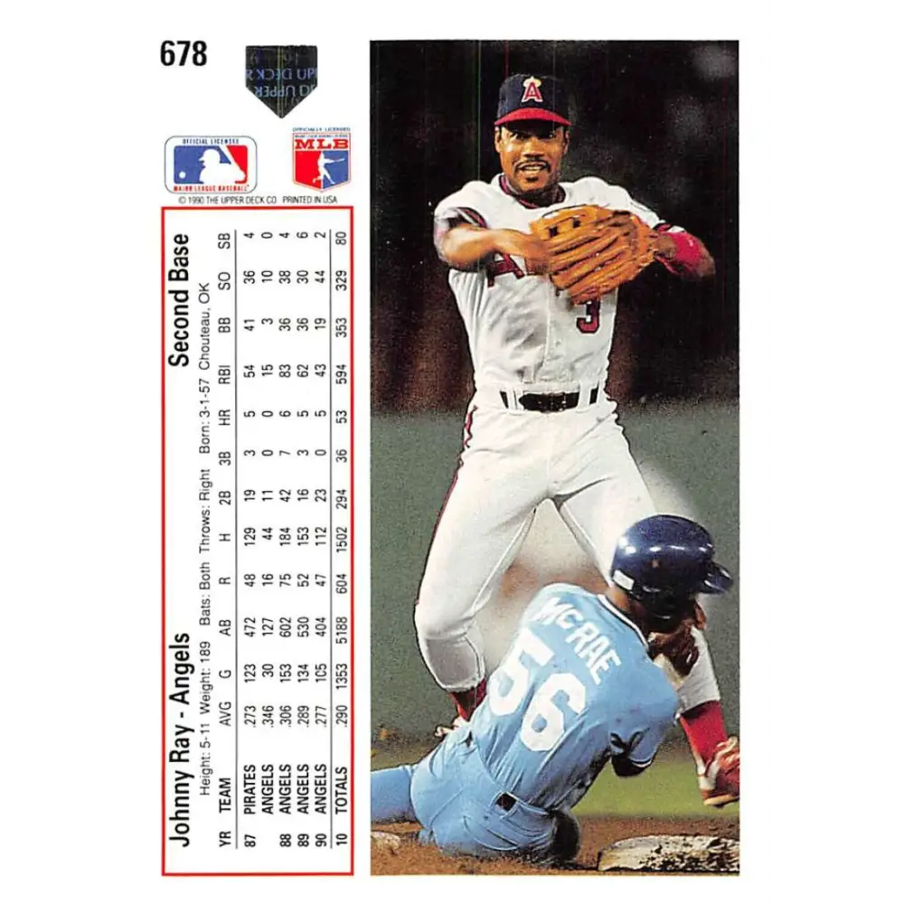 1991 Upper Deck #678 Johnny Ray EX Excellent California Angels Baseball Card  Image 2