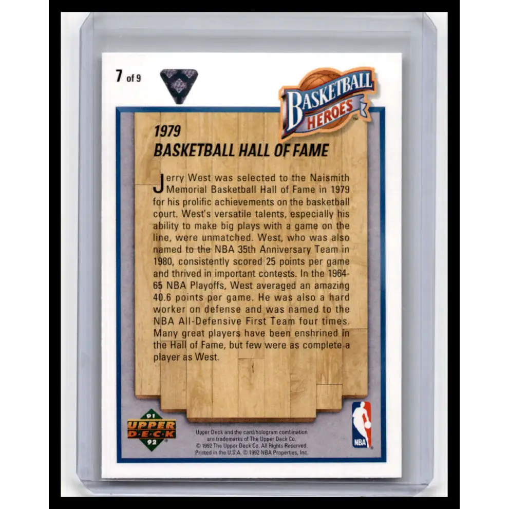 1991 Upper Deck #7 Jerry West NM-MT Los Angeles Lakers Basketball Card Image 2