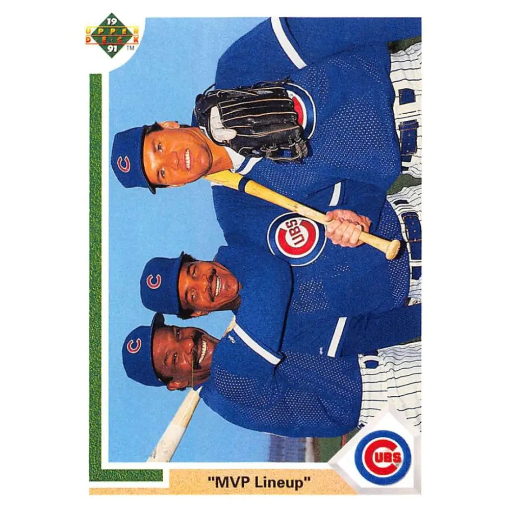 1991 Upper Deck #725 Andre Dawson/George Bell/Ryne Sandberg EX Excellent Chicago Cubs Baseball Card  Image 1