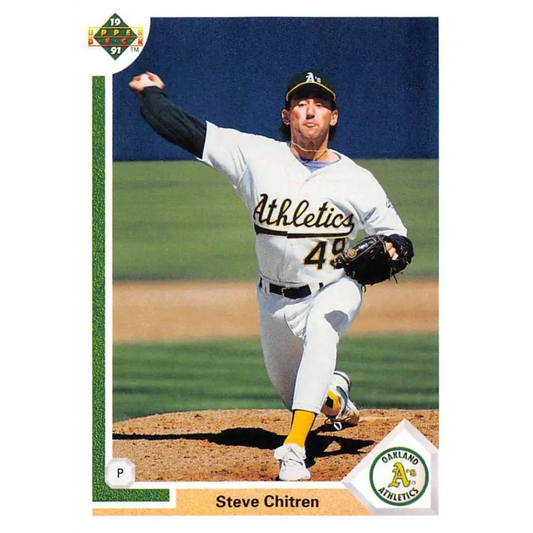 1991 Upper Deck #753 Steve Chitren NM-MT RC Rookie Oakland Athletics Baseball Card Image 1