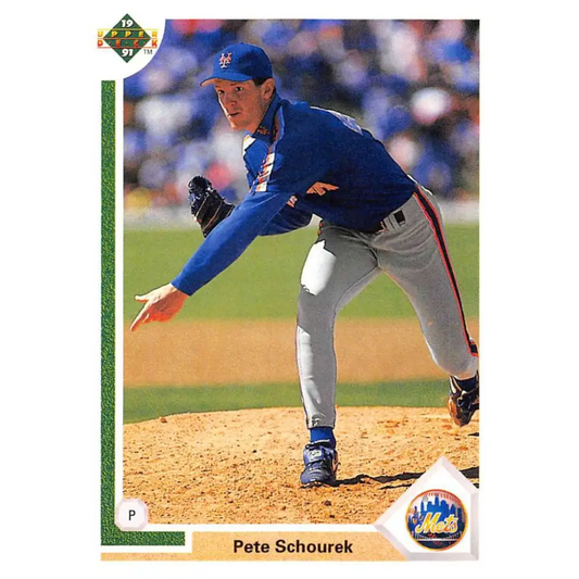 1991 Upper Deck #766 Pete Schourek EX Excellent RC Rookie New York Mets Baseball Card  Image 1