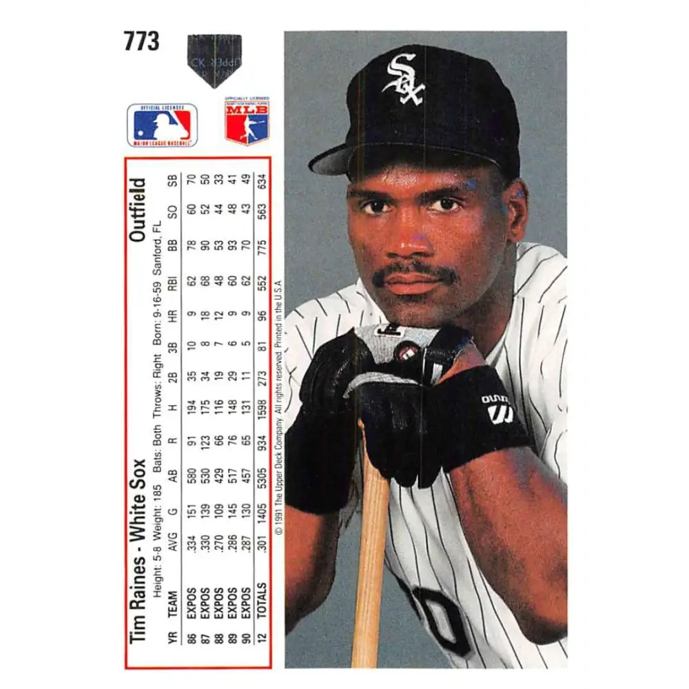 1991 Upper Deck #773 Tim Raines EX Excellent Chicago White Sox Baseball Card  Image 2