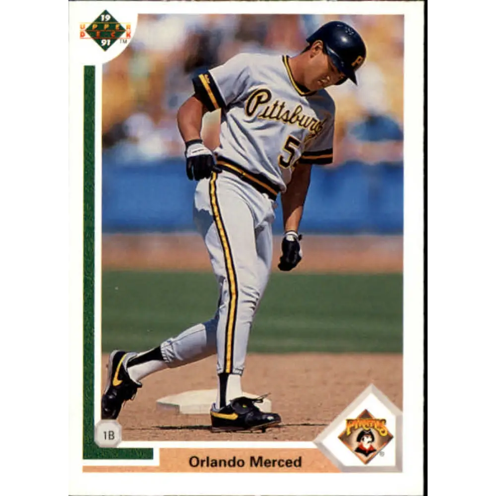 1991 Upper Deck #84 Orlando Merced EX Excellent RC Rookie Pittsburgh Pirates Baseball Card  Image 1