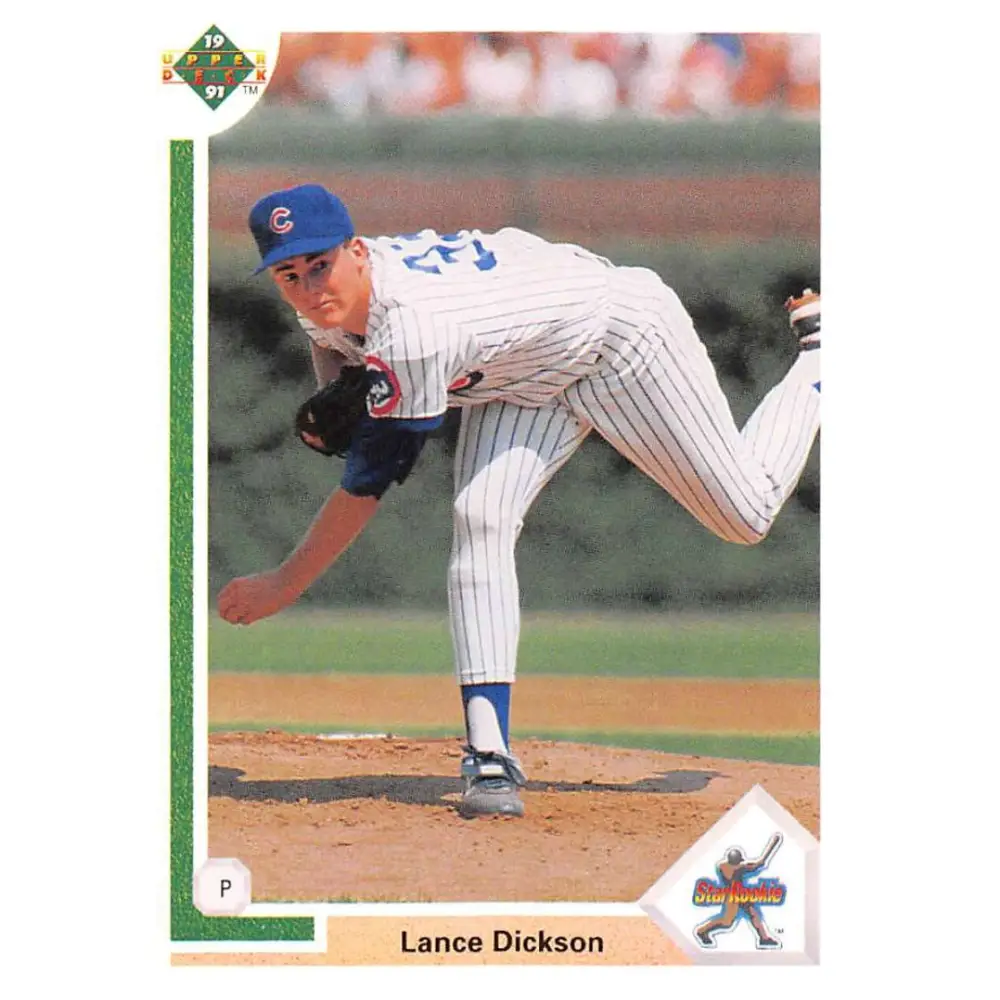 1991 Upper Deck #9 Lance Dickson EX Excellent RC Rookie Chicago Cubs Baseball Card  Image 1