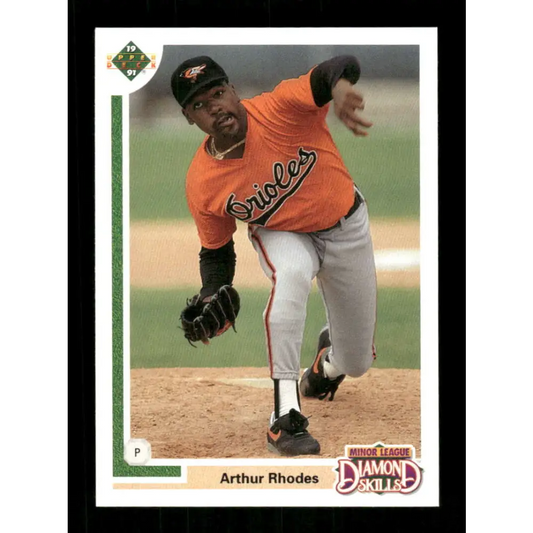 1991 Upper Deck Final Edition #13 Arthur Rhodes EX Excellent RC Rookie Baltimore Orioles Baseball Card  Image 1