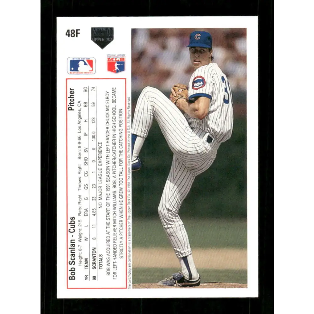 1991 Upper Deck Final Edition #48 Bob Scanlan EX Excellent RC Rookie Chicago Cubs Baseball Card  Image 2