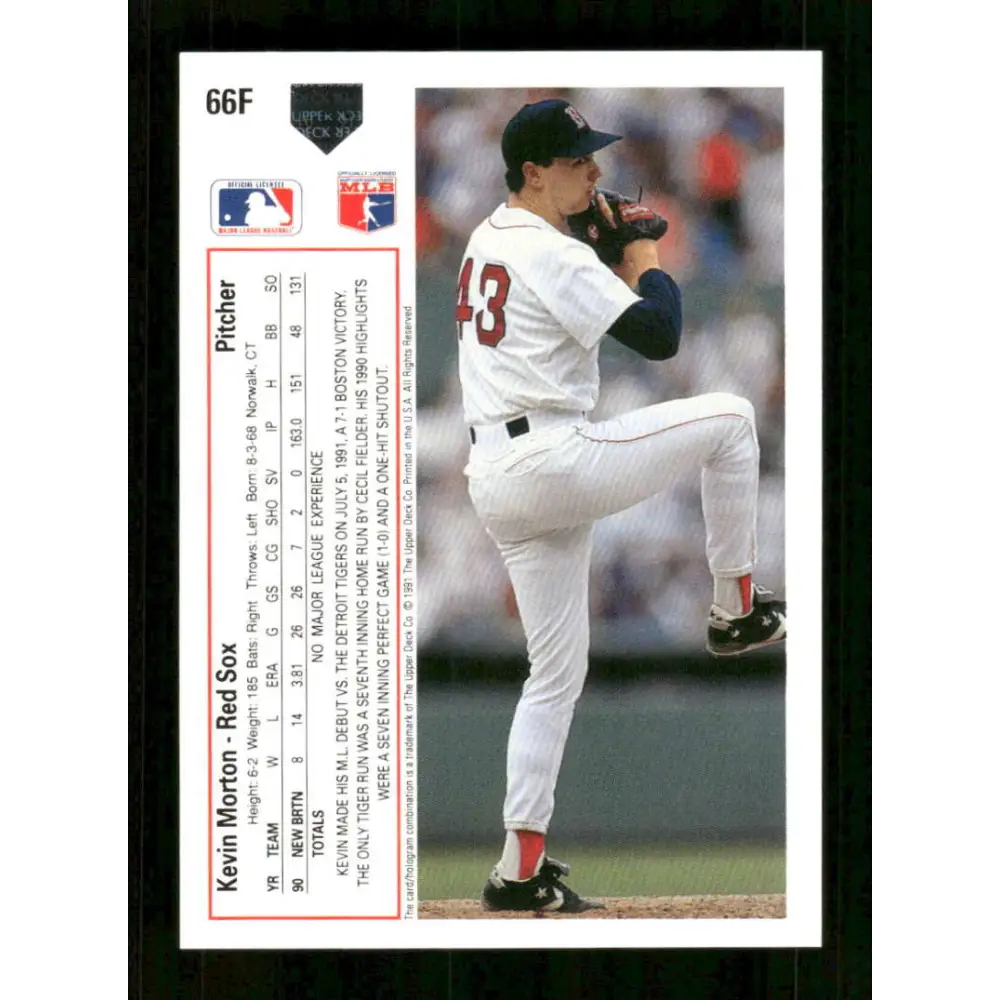 1991 Upper Deck Final Edition #66 Kevin Morton EX Excellent RC Rookie Boston Red Sox Baseball Card  Image 2
