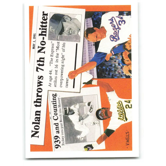 1991 Upper Deck #SP2 Nolan Ryan/Rickey Henderson EX Excellent Texas Rangers/Oakland Athletics Baseball Card  Image 1