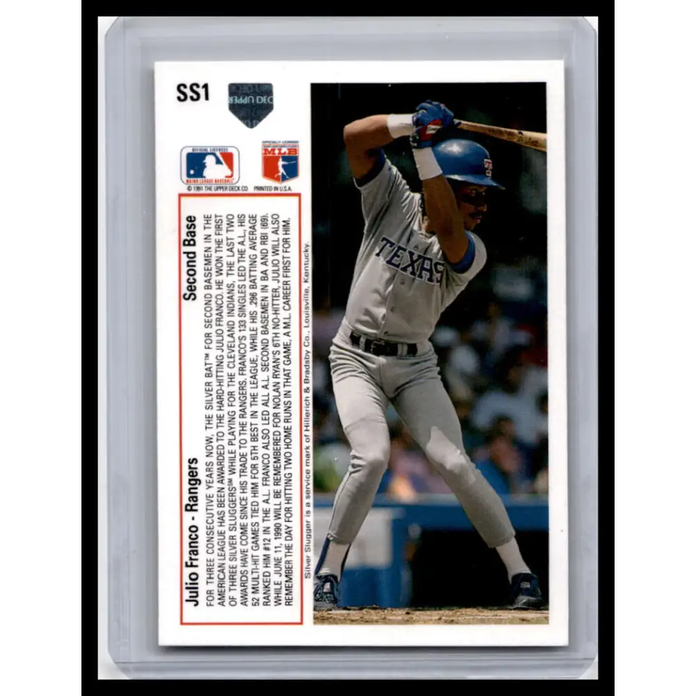 1991 Upper Deck #SS1 Julio Franco NM-MT Texas Rangers Baseball Card Image 2