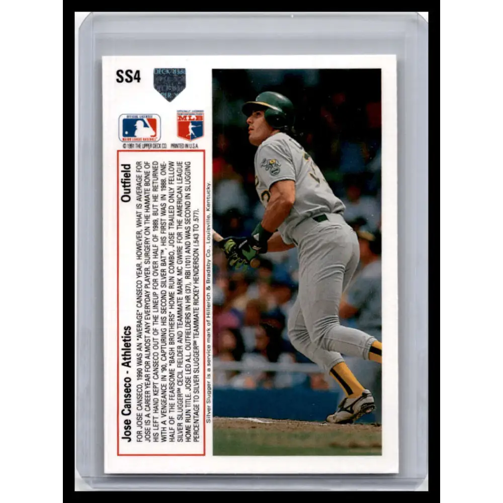 1991 Upper Deck #SS4 Jose Canseco NM-MT Oakland Athletics Baseball Card Image 2