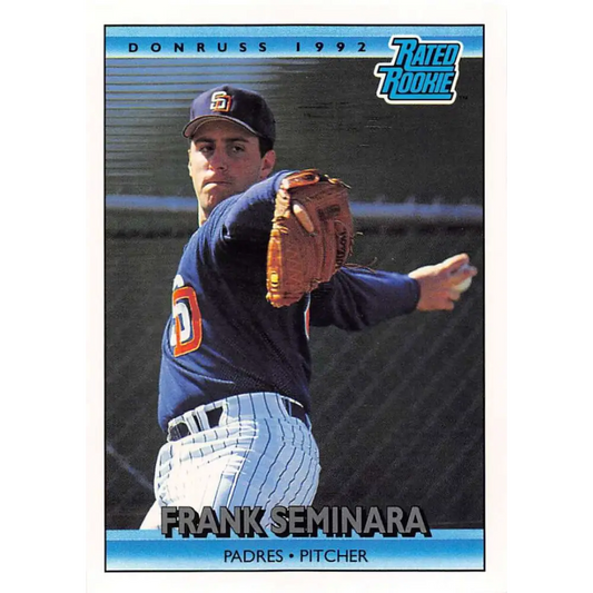 1992 Donruss #10 Frank Seminara RR NM-MT RC Rookie San Diego Padres Baseball Card Image 1