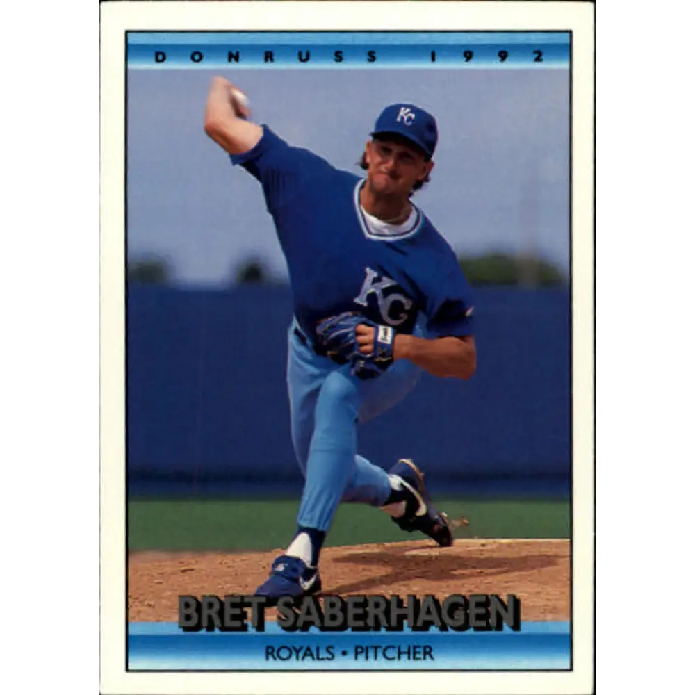 1992 Donruss #128 Bret Saberhagen NM-MT Kansas City Royals Baseball Card Image 1