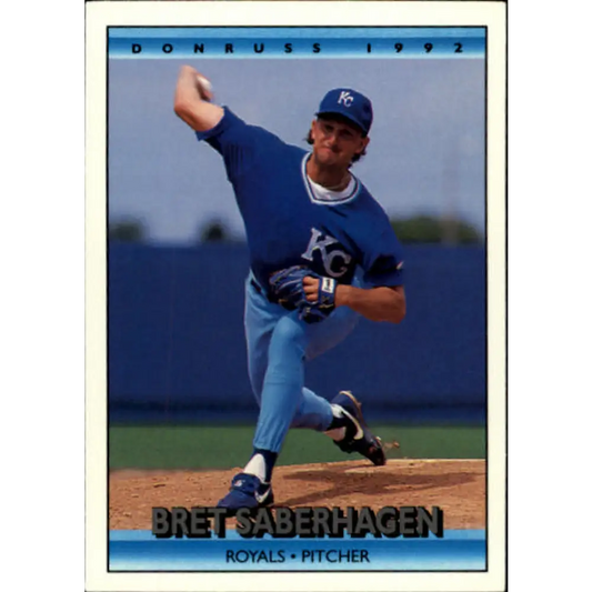 1992 Donruss #128 Bret Saberhagen NM-MT Kansas City Royals Baseball Card Image 1