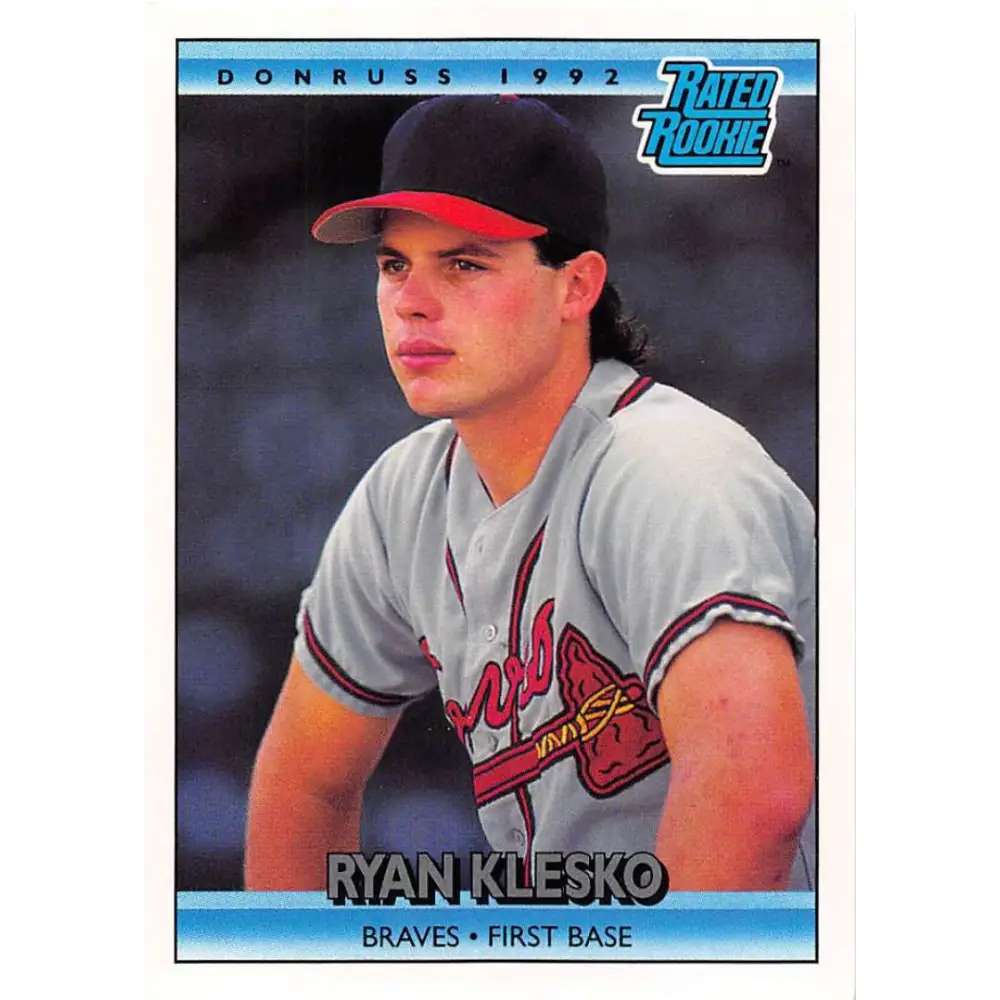 1992 Donruss #13 Ryan Klesko RR NM-MT Atlanta Braves Baseball Card Image 1
