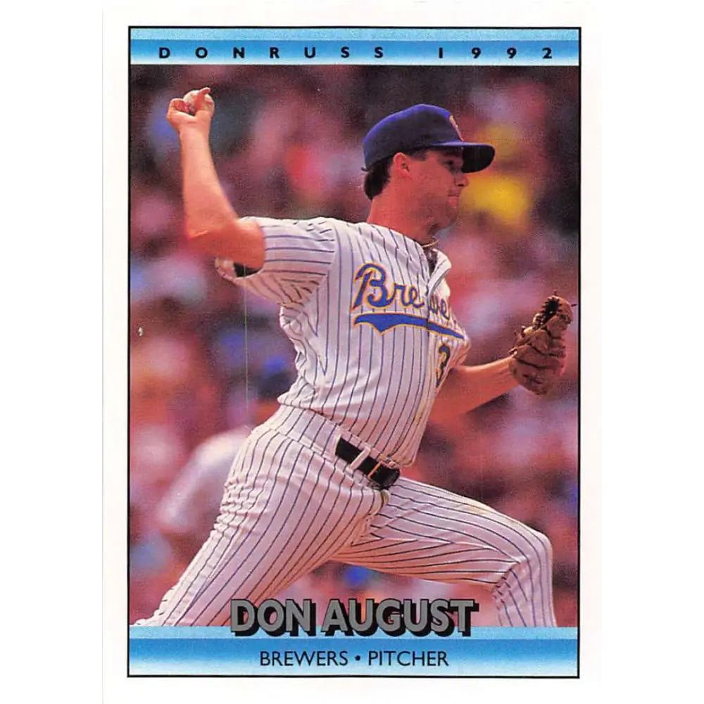 1992 Donruss #140 Don August NM-MT Milwaukee Brewers Baseball Card Image 1