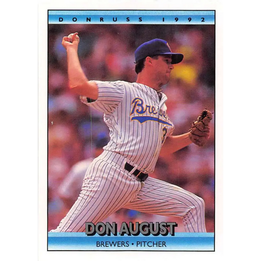1992 Donruss #140 Don August NM-MT Milwaukee Brewers Baseball Card Image 1