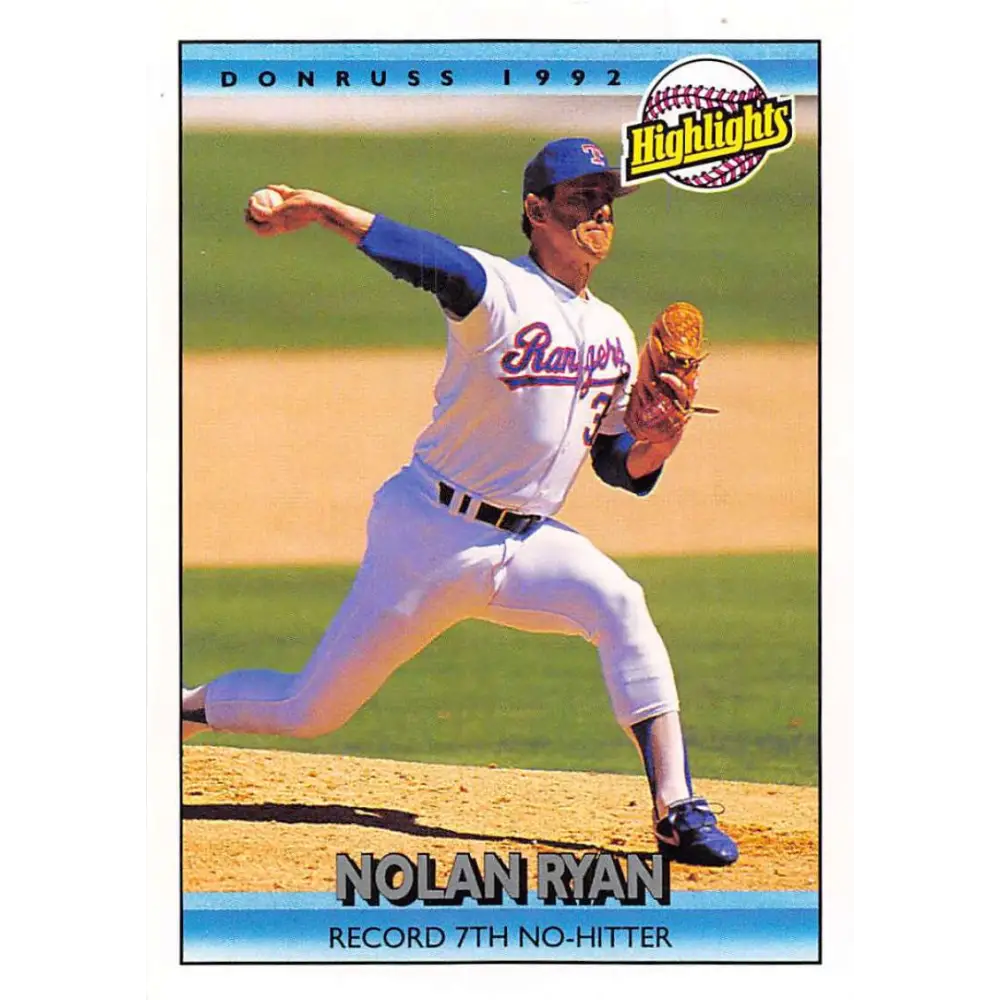 1992 Donruss #154 Nolan Ryan HL NM-MT Texas Rangers Baseball Card Image 1
