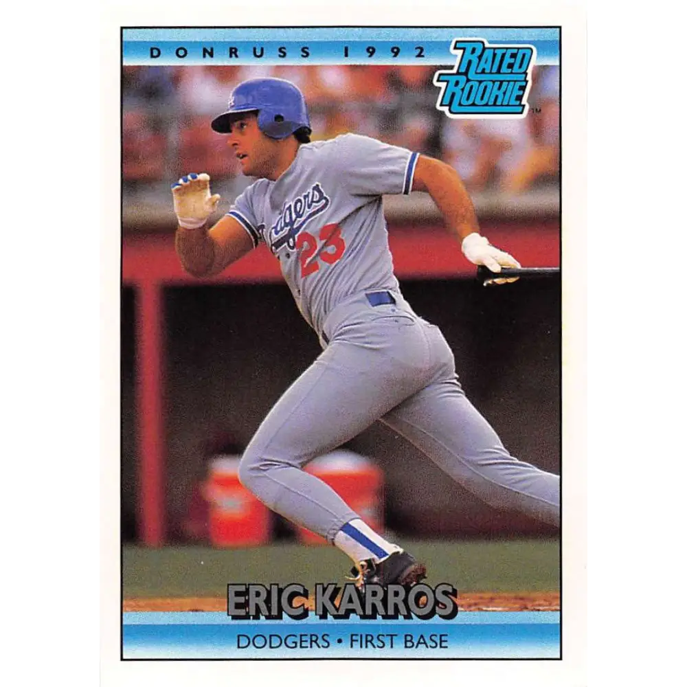 1992 Donruss #16 Eric Karros RR NM-MT Los Angeles Dodgers Baseball Card Image 1