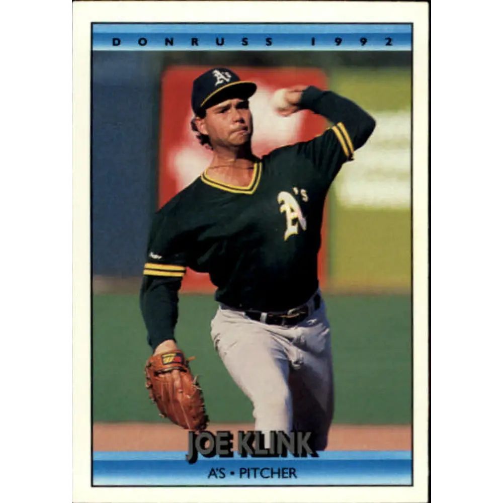 1992 Donruss #183 Joe Klink NM-MT Oakland Athletics Baseball Card Image 1