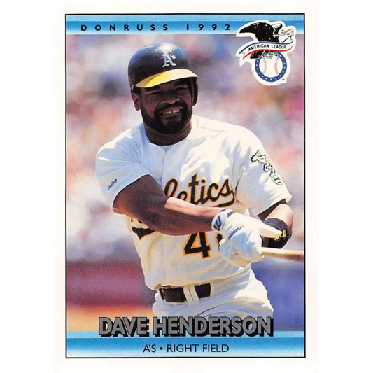 1992 Donruss #21 Dave Henderson AS NM-MT Oakland Athletics Baseball Card Image 1