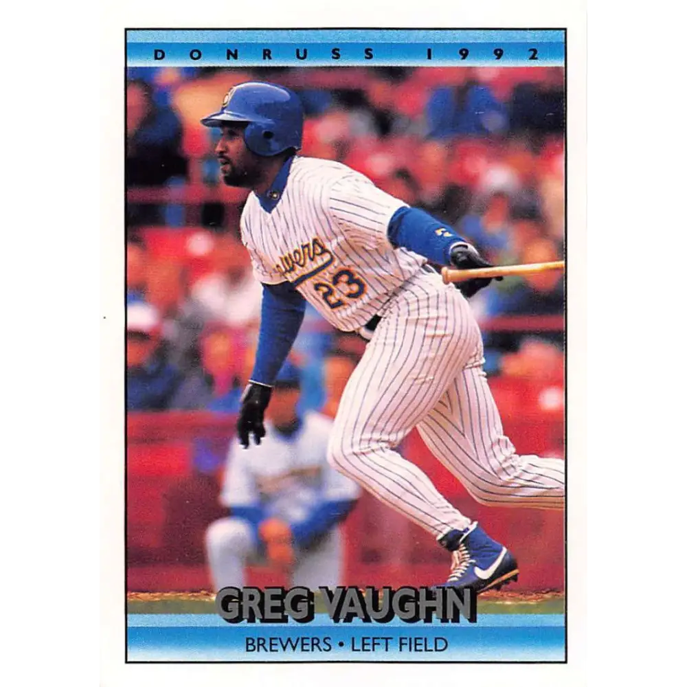 1992 Donruss #224 Greg Vaughn NM-MT Milwaukee Brewers Baseball Card Image 1
