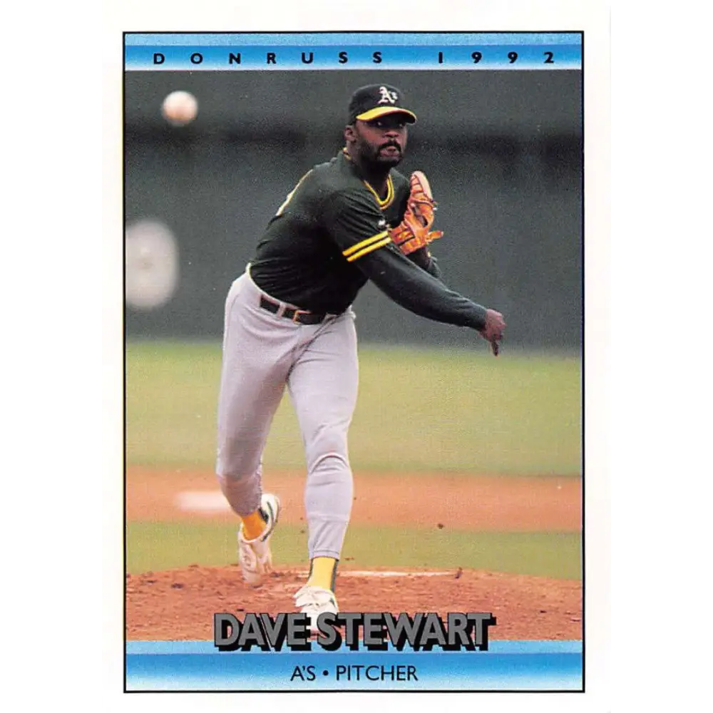 1992 Donruss #225 Dave Stewart NM-MT Oakland Athletics Baseball Card Image 1