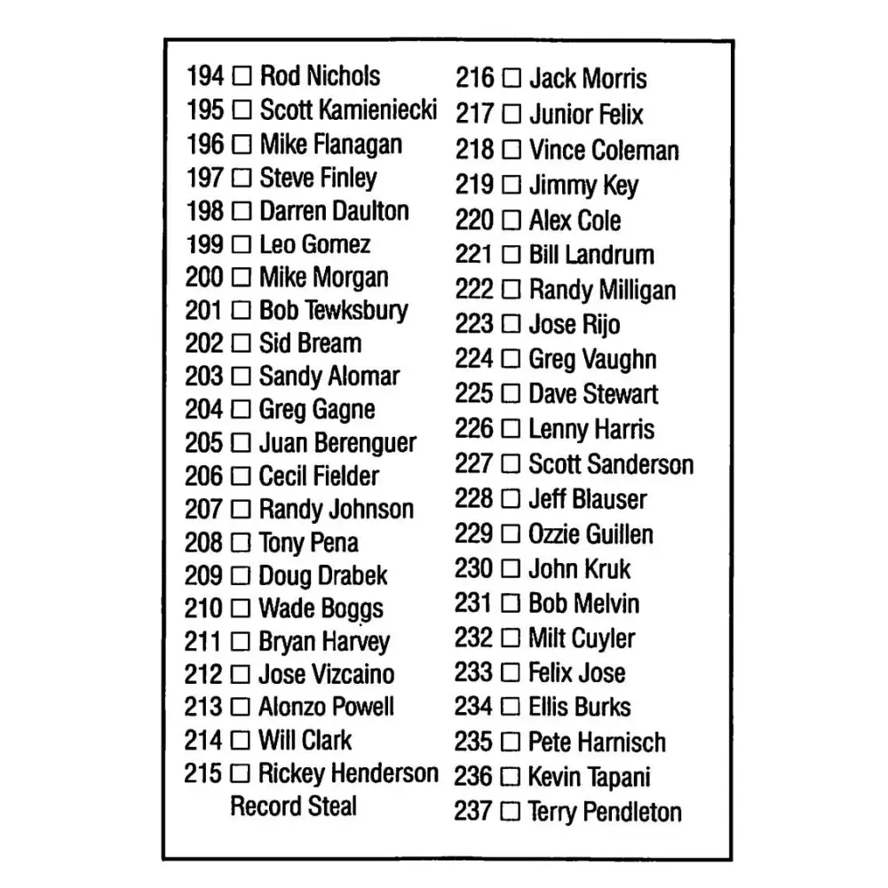 1992 Donruss #240 Checklist 158-237 NM-MT Checklist Baseball Card Image 2