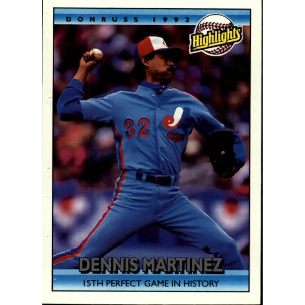 1992 Donruss #276 Dennis Martinez HL NM-MT Montreal Expos Baseball Card Image 1