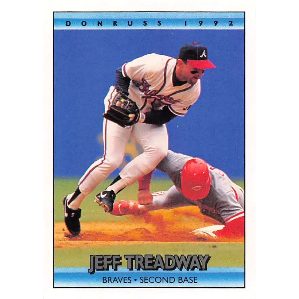 1992 Donruss #324 Jeff Treadway NM-MT Atlanta Braves Baseball Card Image 1