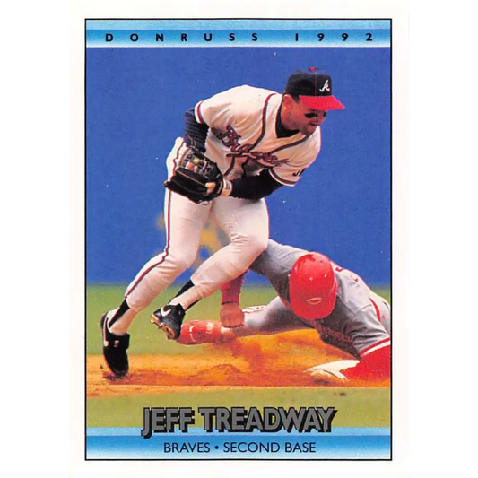 1992 Donruss #324 Jeff Treadway NM-MT Atlanta Braves Baseball Card Image 1