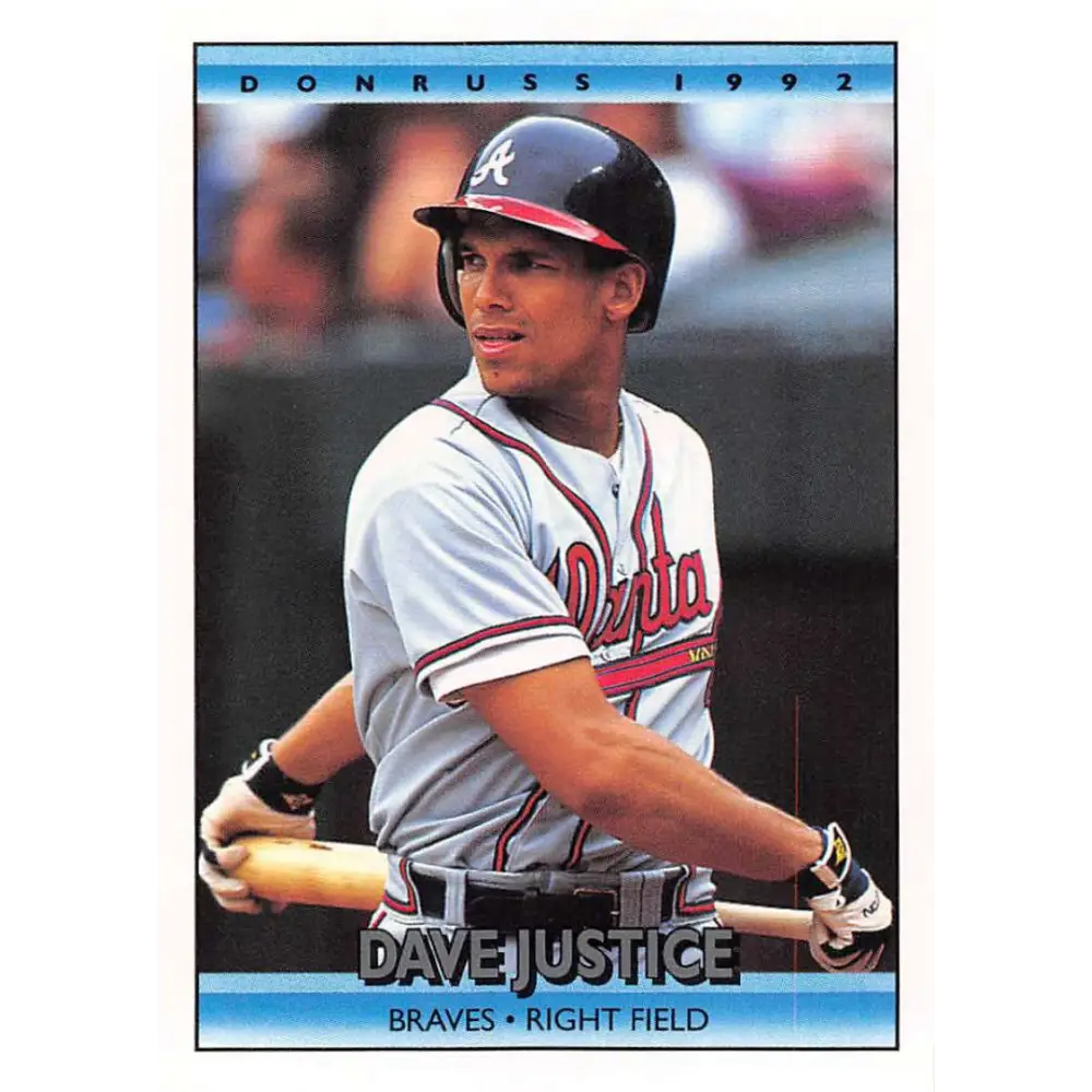 1992 Donruss #327 David Justice NM-MT Atlanta Braves Baseball Card Image 1