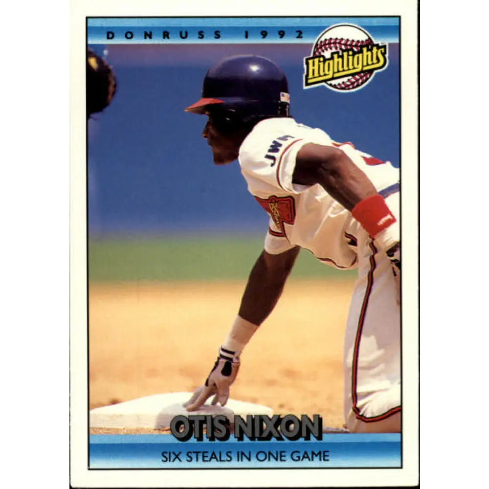 1992 Donruss #33 Otis Nixon HL NM-MT Atlanta Braves Baseball Card Image 1