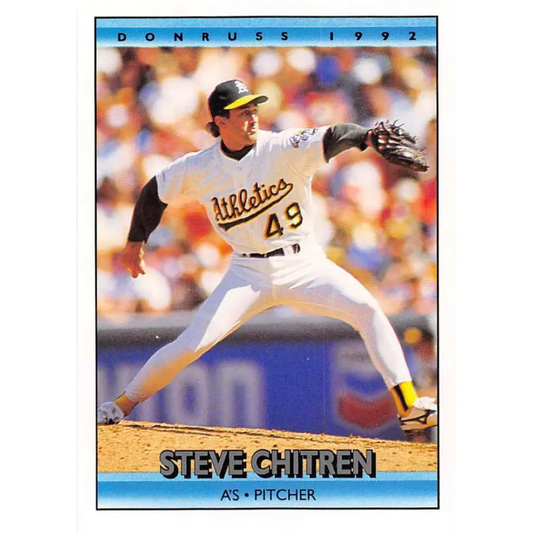 1992 Donruss #385 Steve Chitren NM-MT Oakland Athletics Baseball Card Image 1