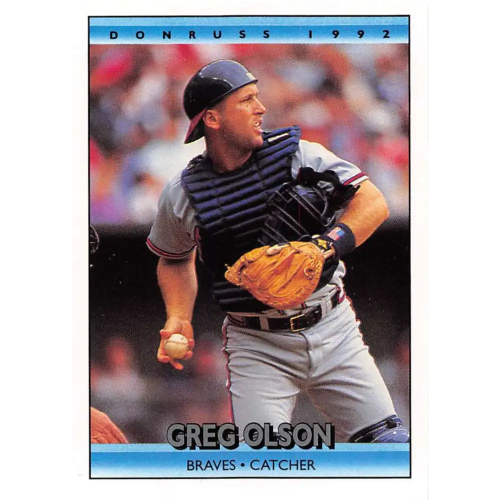 1992 Donruss #386 Greg Olson NM-MT Atlanta Braves Baseball Card Image 1