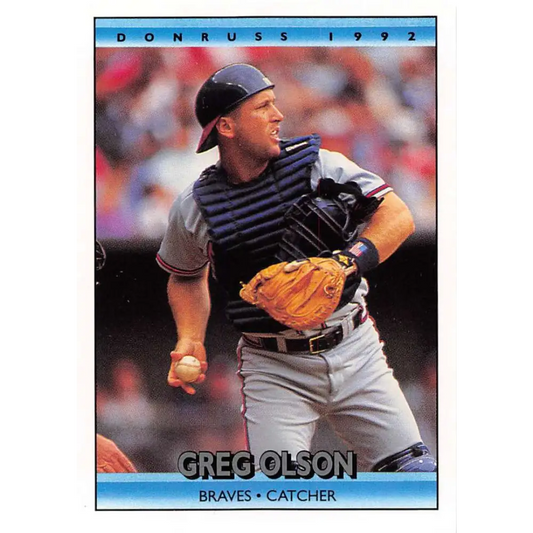 1992 Donruss #386 Greg Olson NM-MT Atlanta Braves Baseball Card Image 1