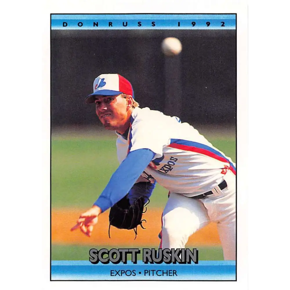 1992 Donruss #394 Scott Ruskin NM-MT Montreal Expos Baseball Card Image 1