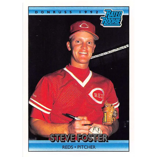 1992 Donruss #420 Steve Foster RR NM-MT RC Rookie Cincinnati Reds Baseball Card Image 1