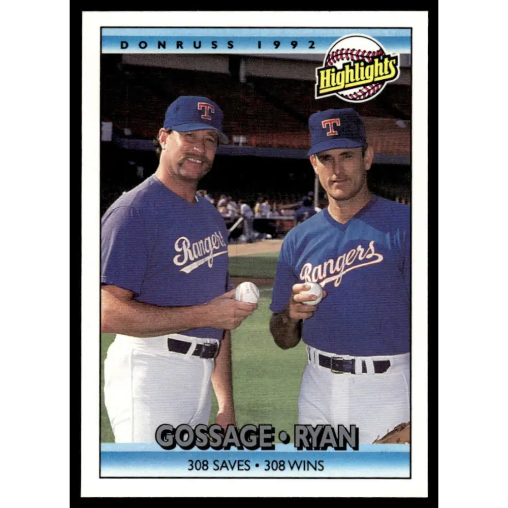1992 Donruss #555 Rich Gossage / Nolan Ryan HL EX/NM Texas Rangers Baseball Card Image 1