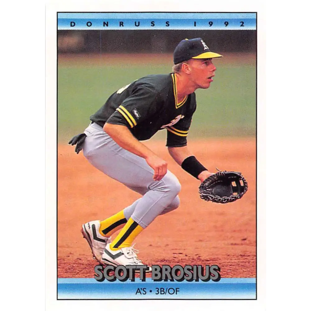 1992 Donruss #591 Scott Brosius NM-MT RC Rookie Oakland Athletics Baseball Card Image 1
