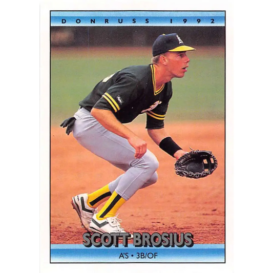 1992 Donruss #591 Scott Brosius NM-MT RC Rookie Oakland Athletics Baseball Card Image 1