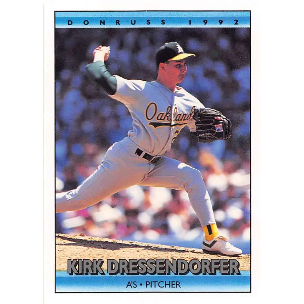 1992 Donruss #594 Kirk Dressendorfer NM-MT Oakland Athletics Baseball Card Image 1