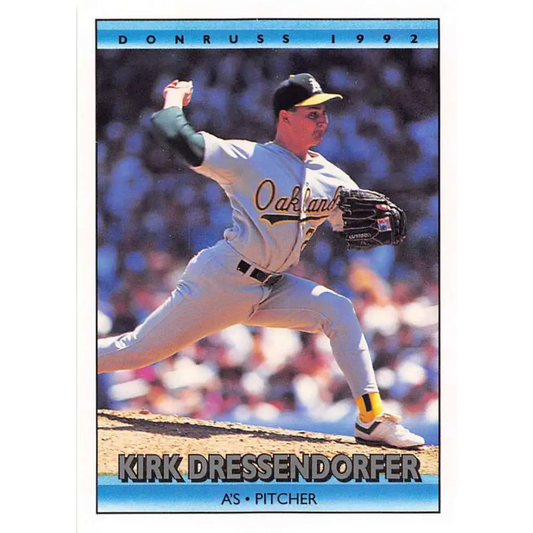 1992 Donruss #594 Kirk Dressendorfer NM-MT Oakland Athletics Baseball Card Image 1