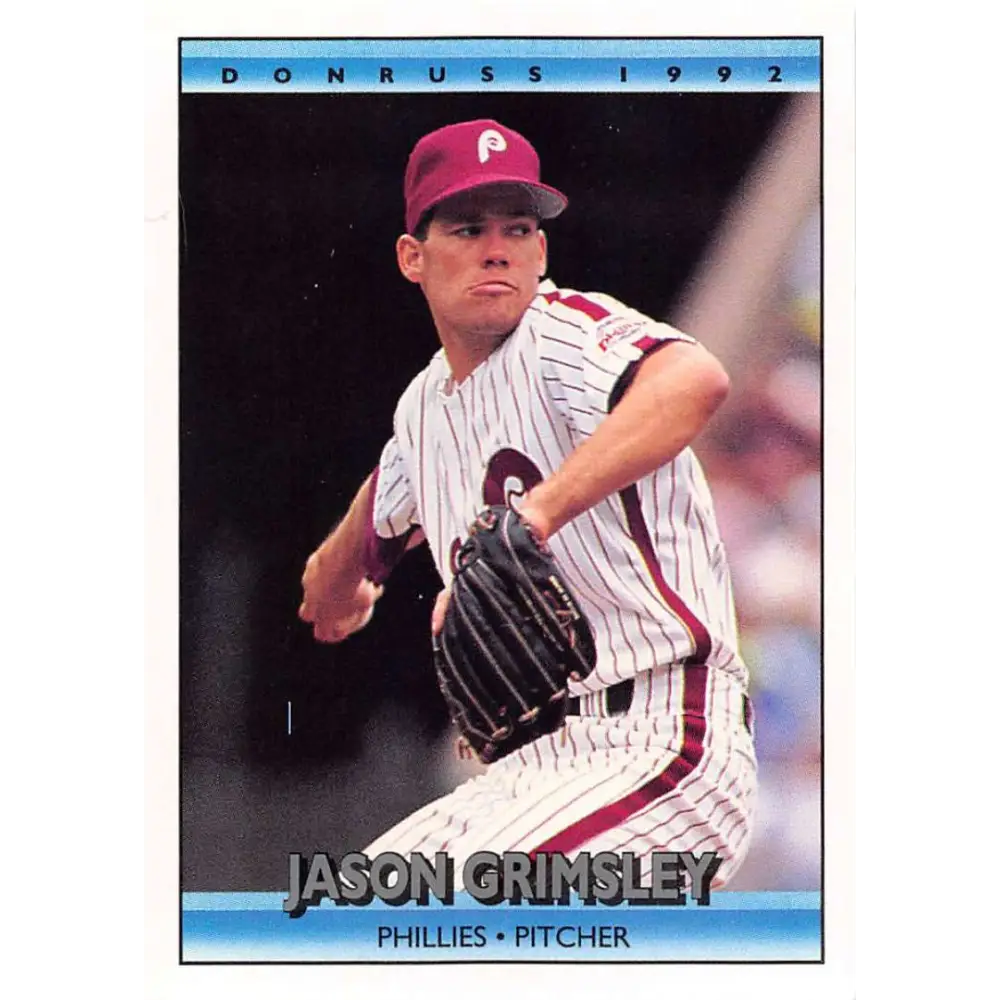 1992 Donruss #599 Jason Grimsley NM-MT Philadelphia Phillies Baseball Card Image 1