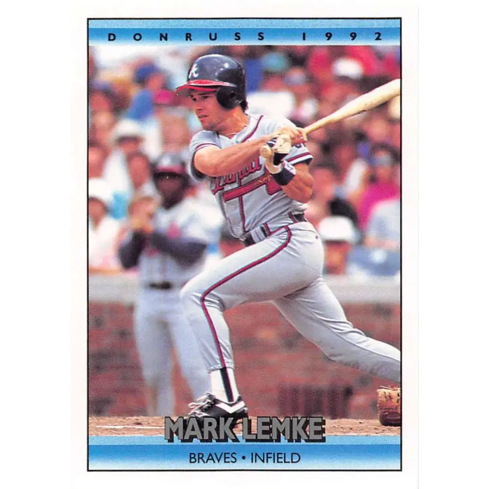 1992 Donruss #606 Mark Lemke NM-MT Atlanta Braves Baseball Card Image 1