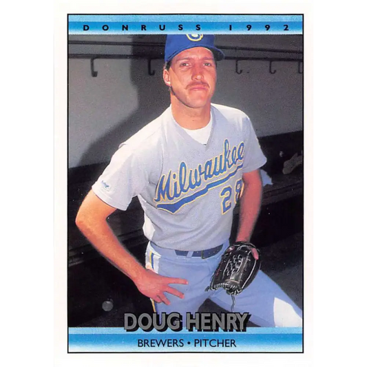 1992 Donruss #663 Doug Henry NM-MT RC Rookie Milwaukee Brewers Baseball Card Image 1