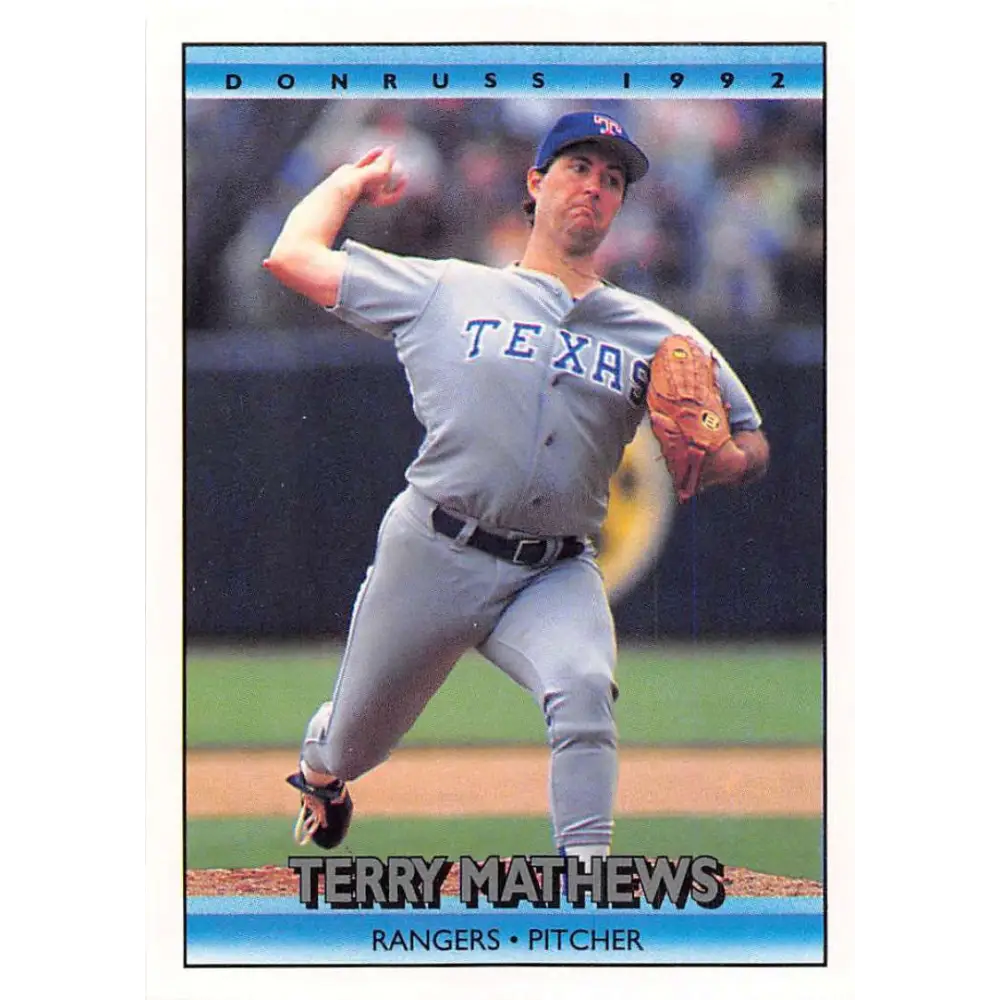 1992 Donruss #694 Terry Mathews NM-MT RC Rookie Texas Rangers Baseball Card Image 1