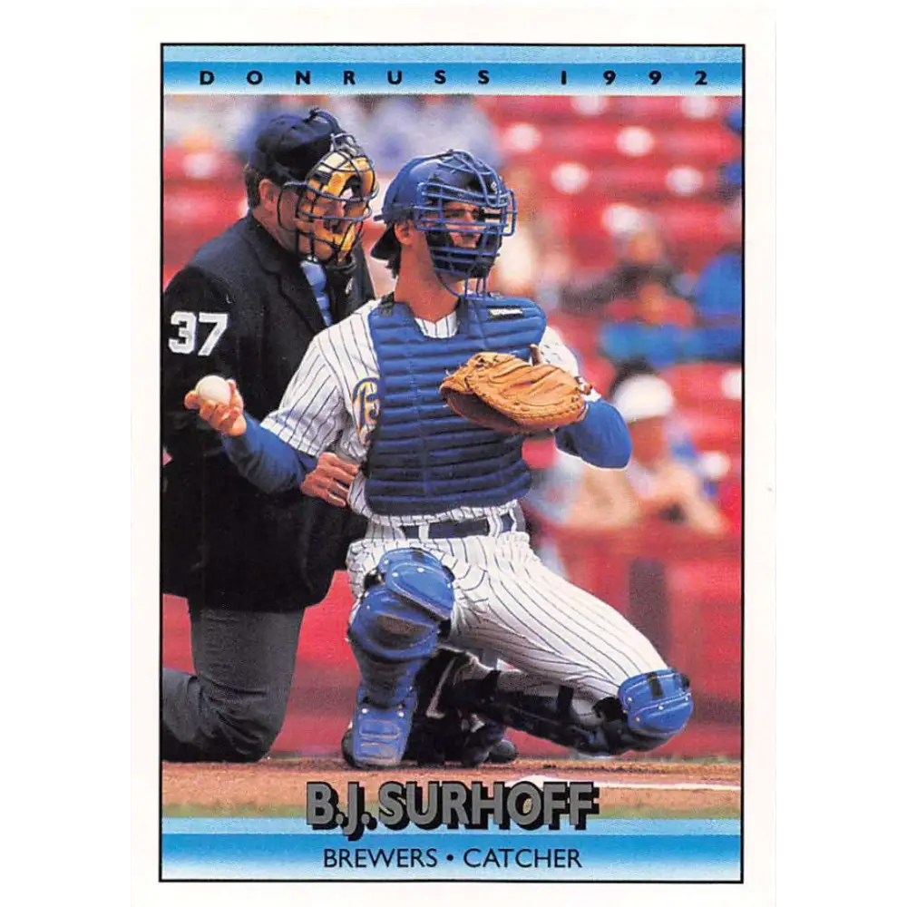 1992 Donruss #70 B.J. Surhoff NM-MT Milwaukee Brewers Baseball Card Image 1