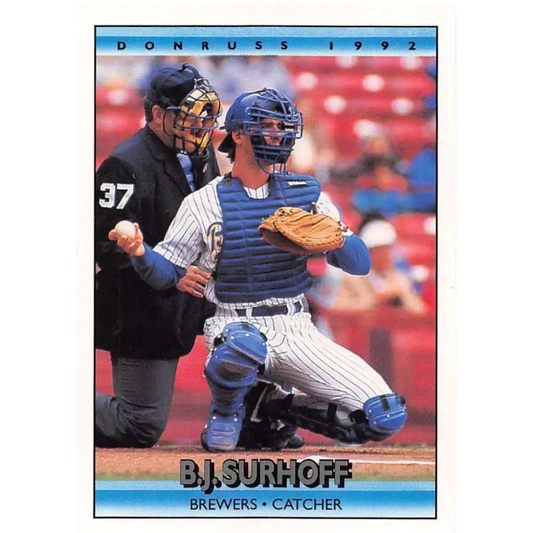 1992 Donruss #70 B.J. Surhoff NM-MT Milwaukee Brewers Baseball Card Image 1